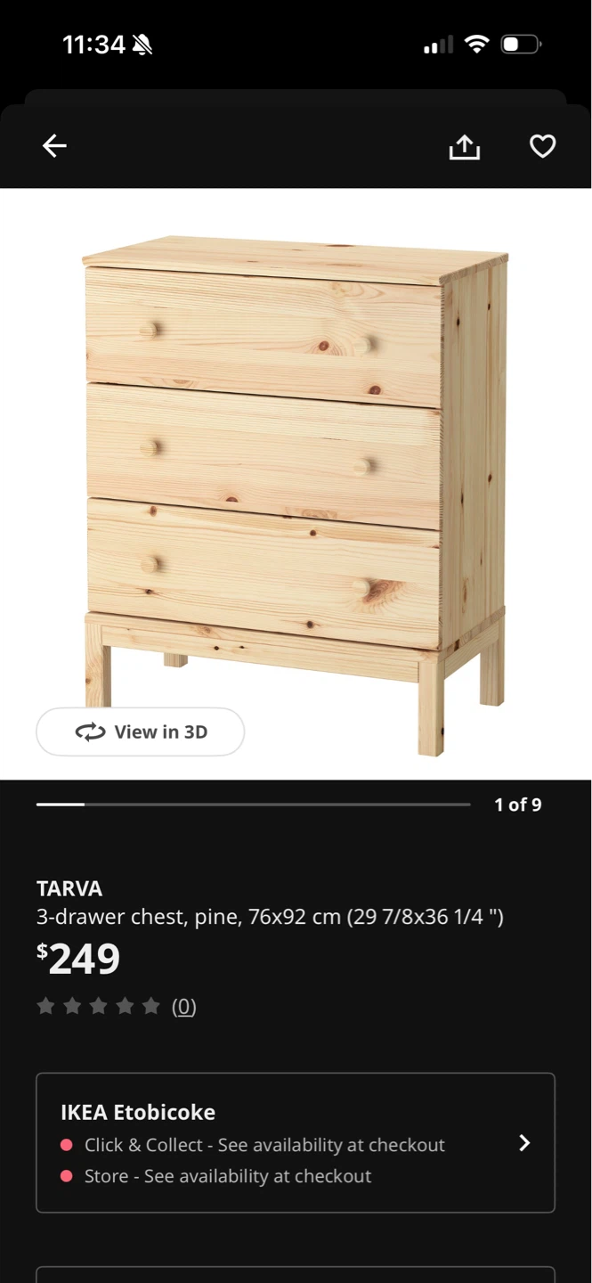 MOVING SALE - IKEA TARVA 3-drawer chest, pine