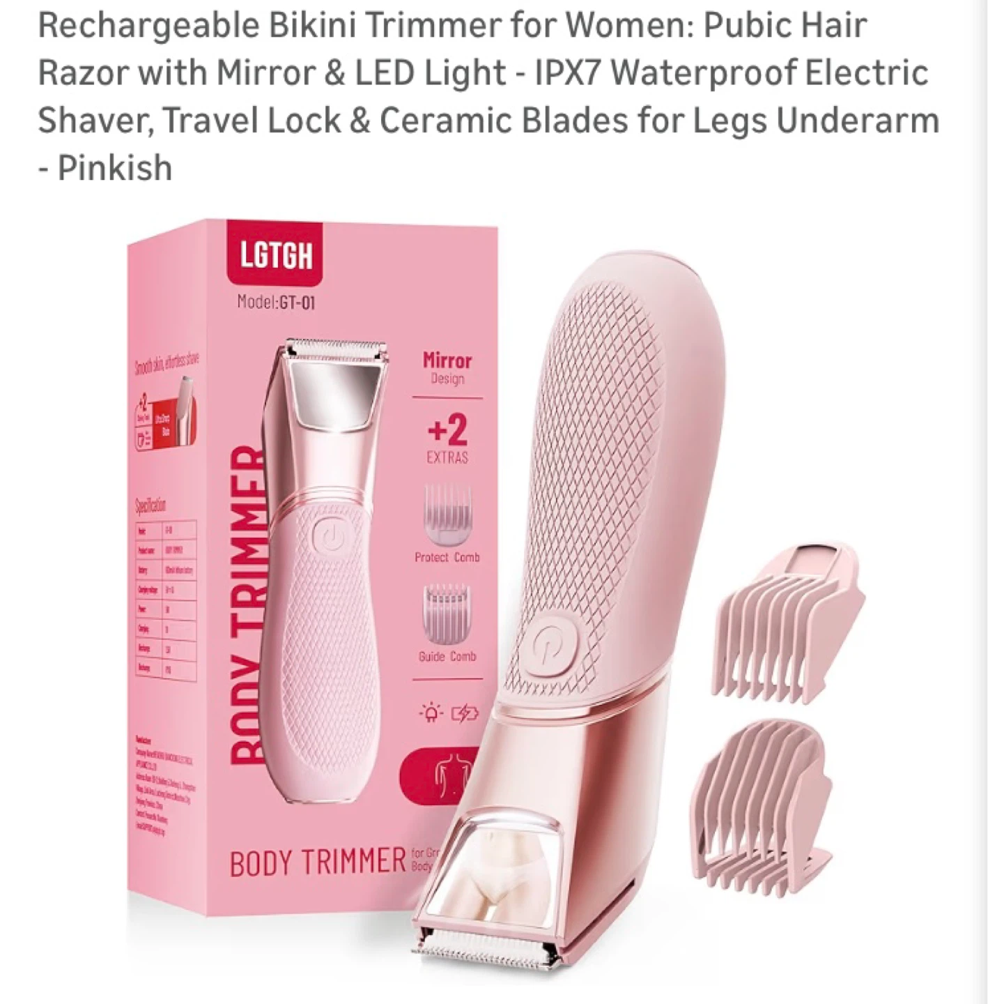 LGTGH Body Trimmer for Women - Pinkish, Model GT-01
