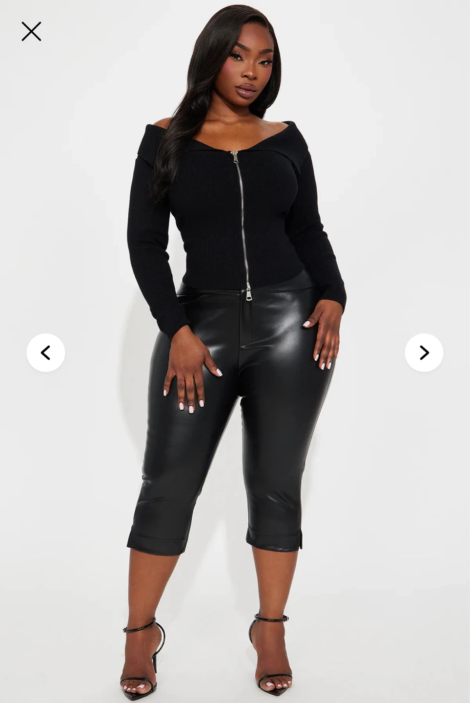 Black Off-the-Shoulder Zipper Sweater