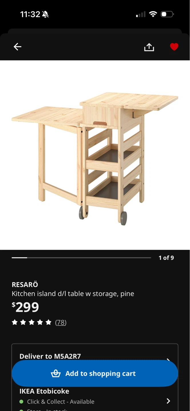 RESARÖ Kitchen island d/l table with storage, pine