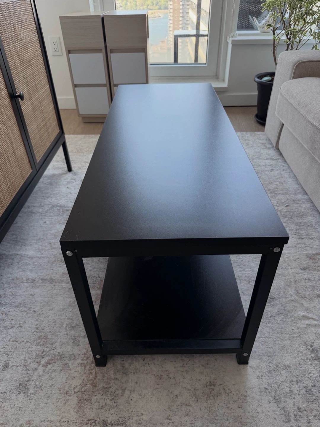 Black Coffee Table with Shelf
