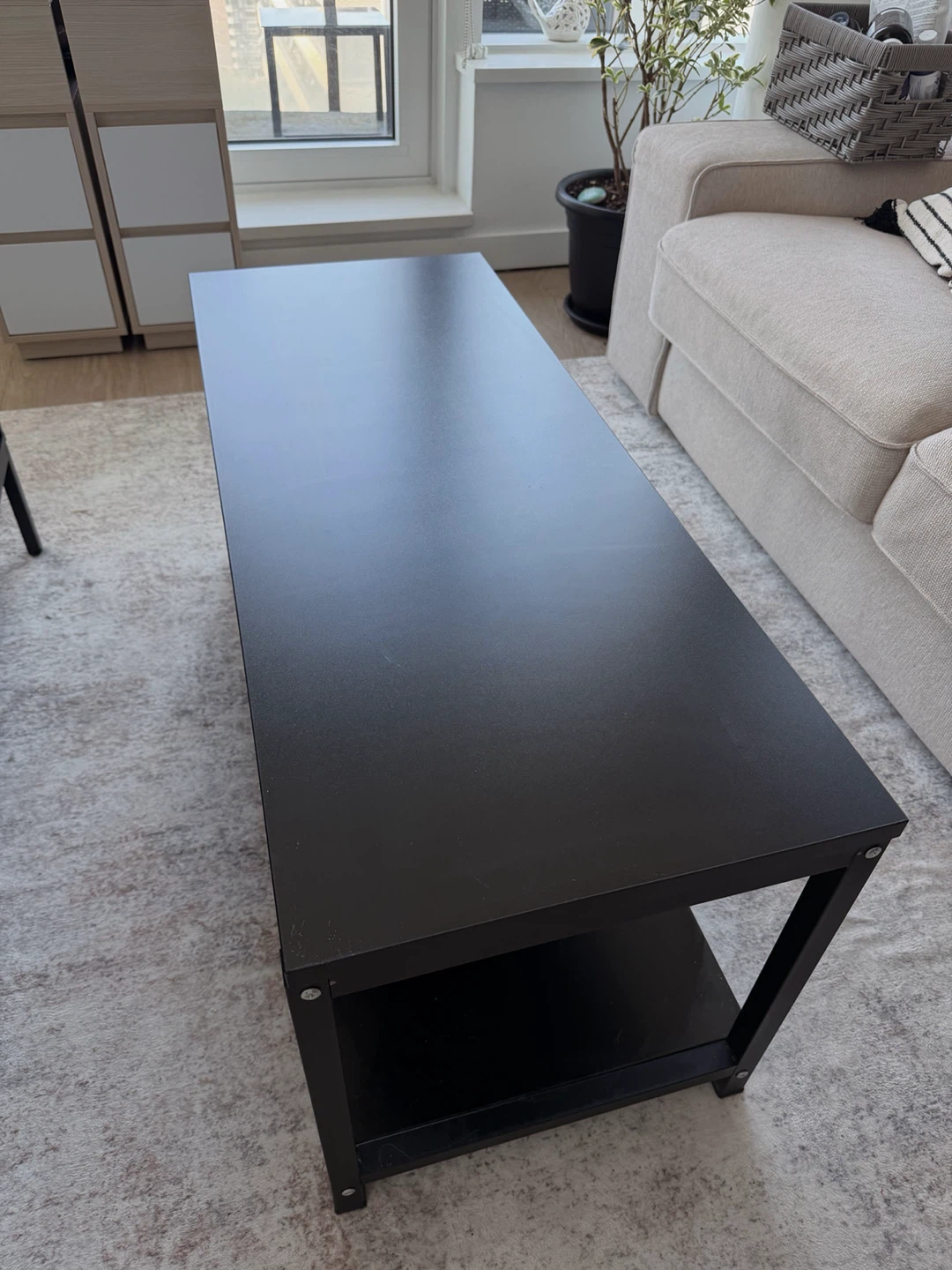 Black Coffee Table with Shelf - photo 2