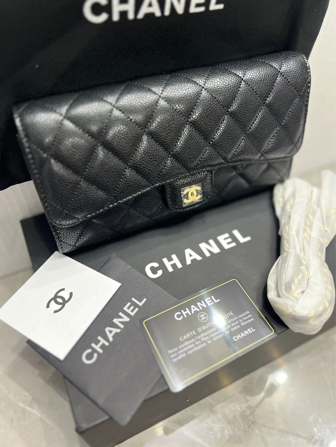 CHANEL Black Quilted Caviar Leather Wallet on Chain - photo 2