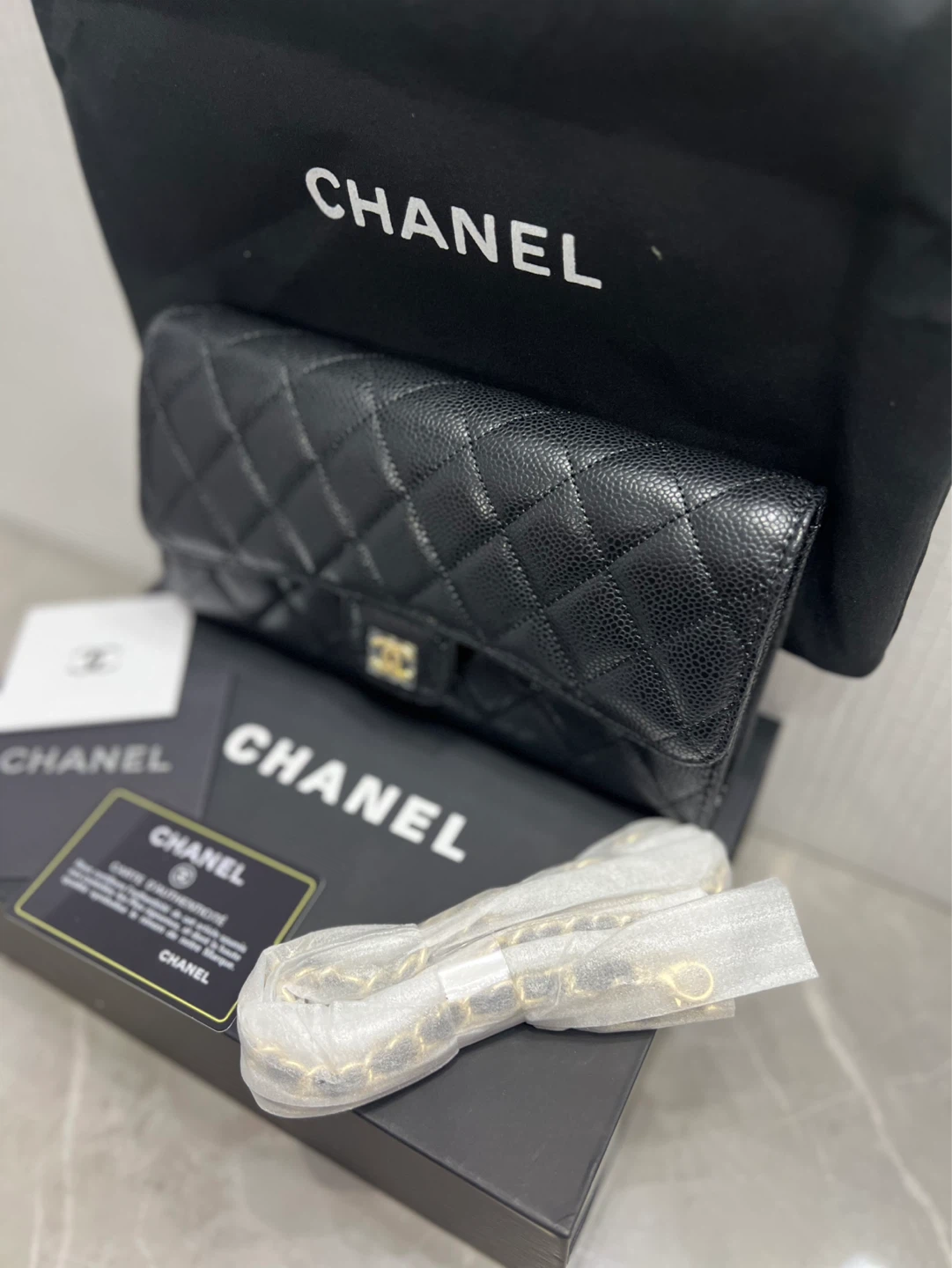 CHANEL Black Quilted Caviar Leather Wallet on Chain - photo 3