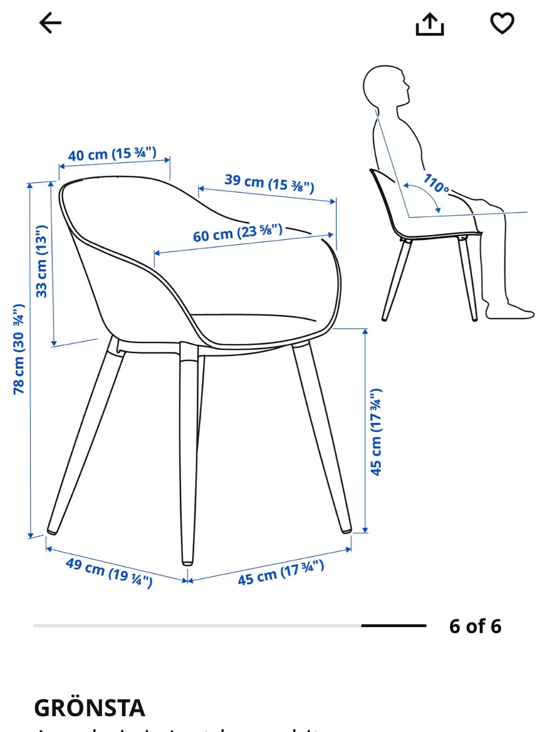 Set of two IKEA GRÖNSTAD Armchair - White/Wood Legs - photo 3