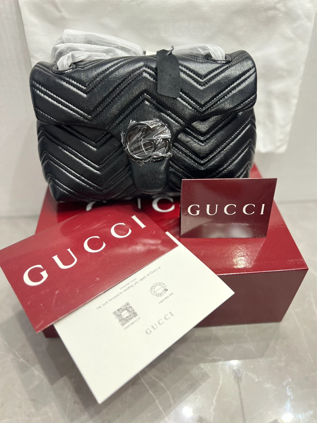 Gucci Marmont Small Shoulder Bag Black Leather