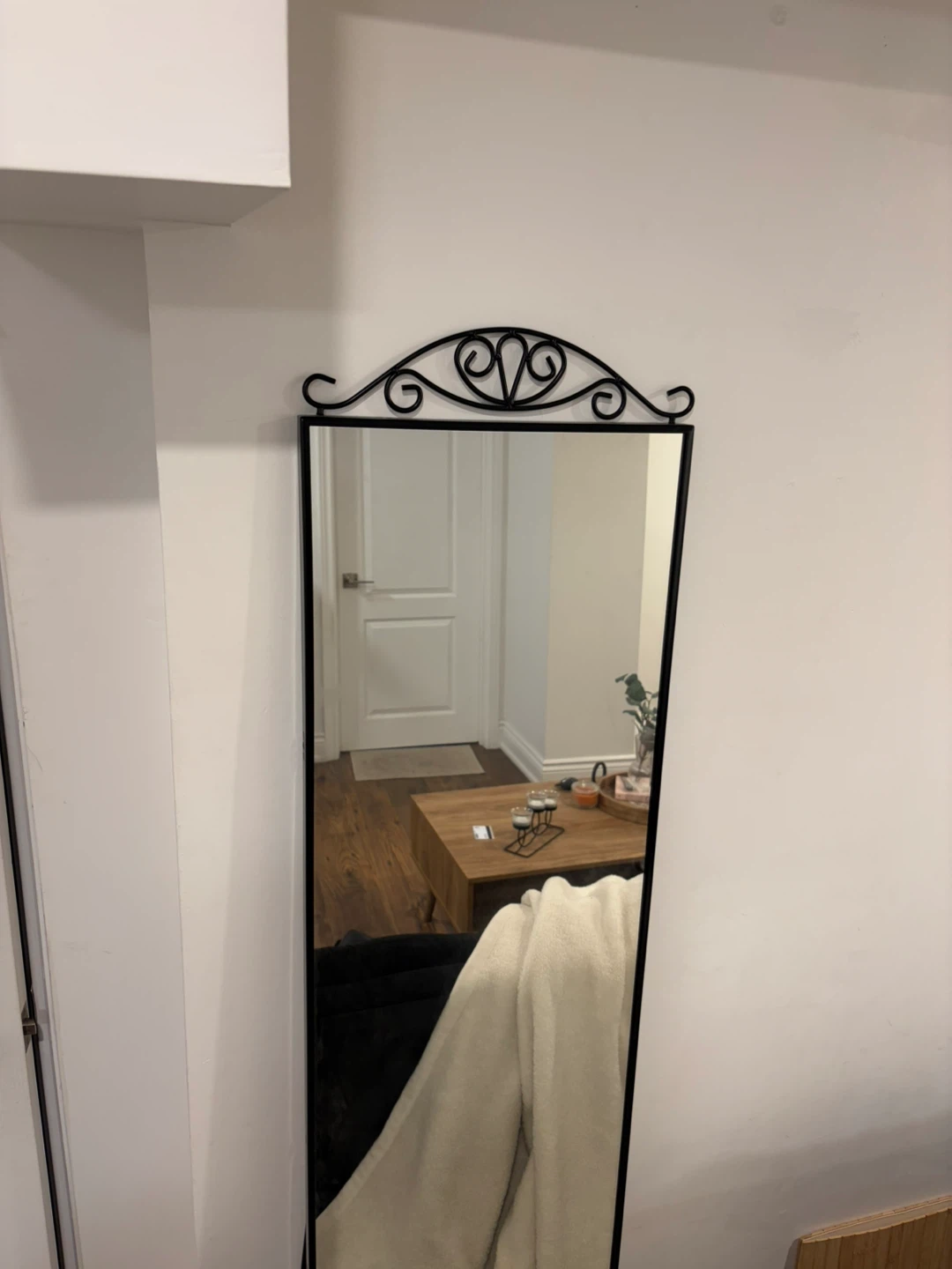Full Length Standing Mirror with Ornate Metal Frame