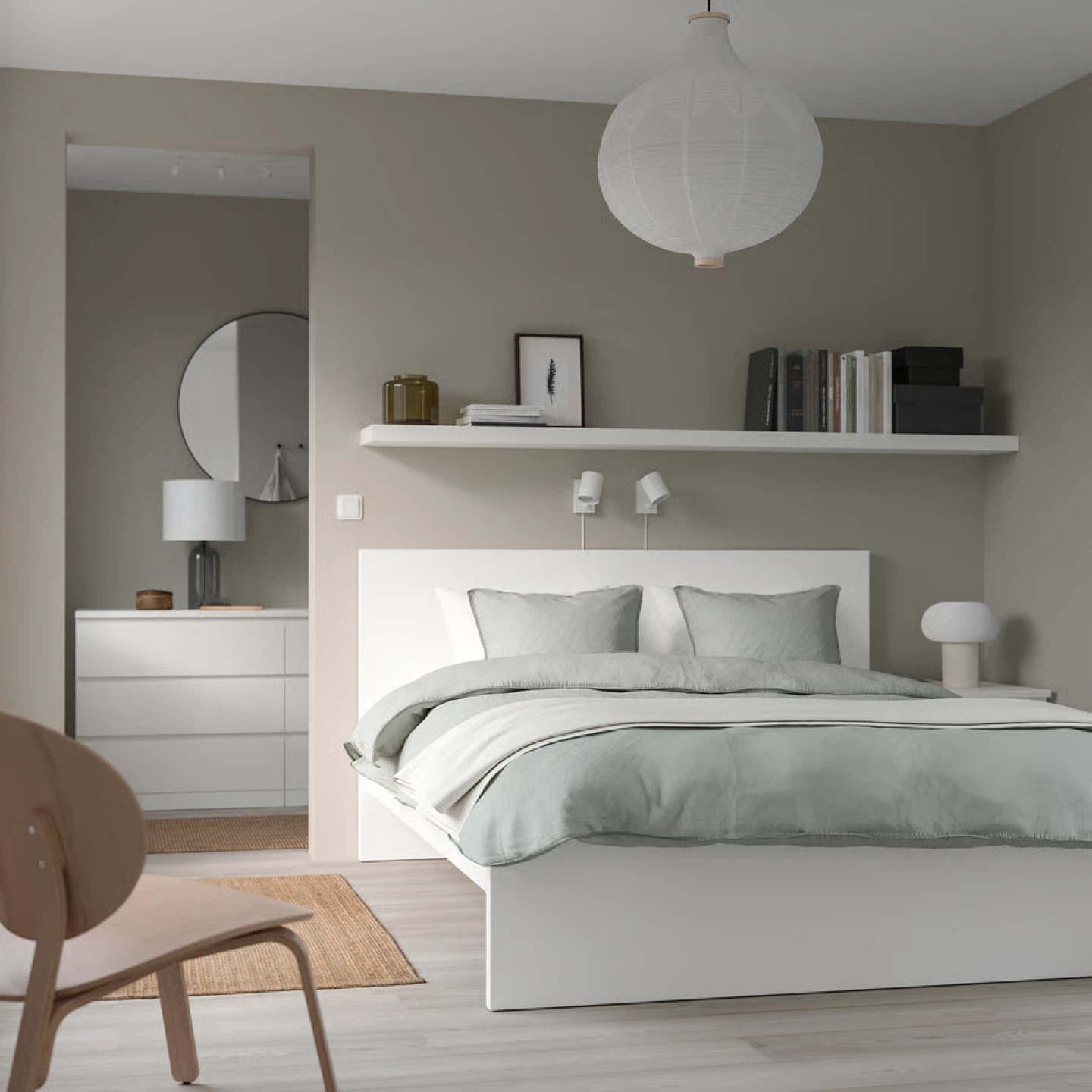 IKEA MALM White Bed Frame with 2 Drawers (Queen)
