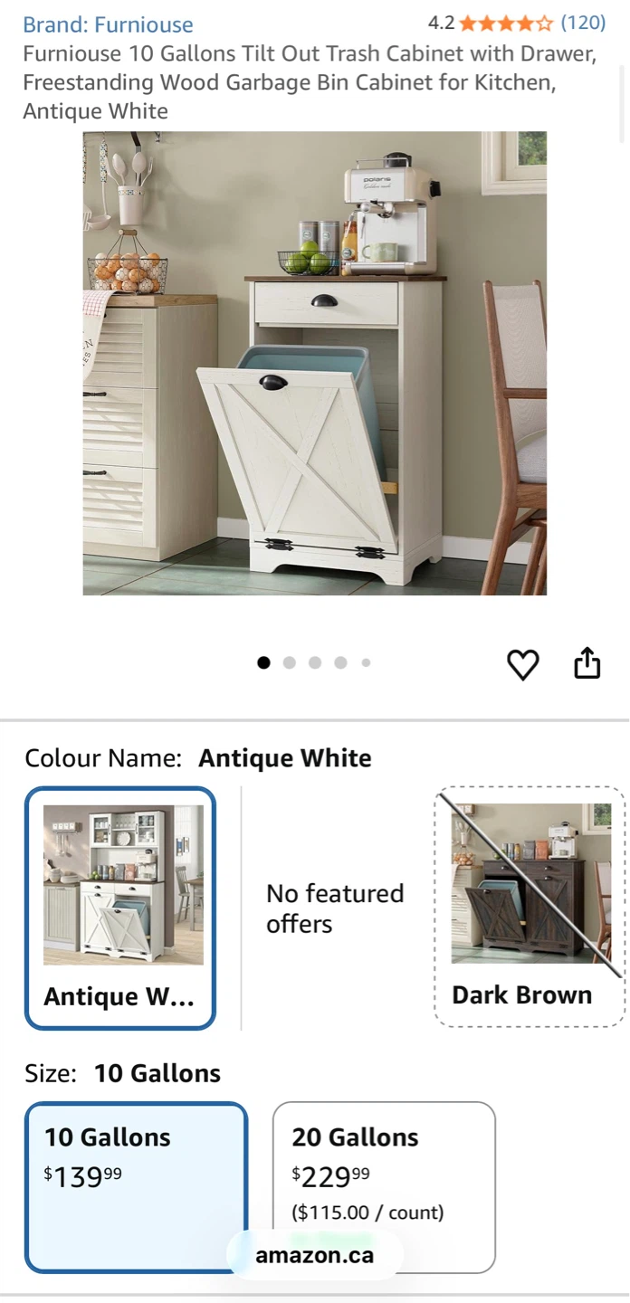 Tilt Out Trash Cabinet - Antique White - photo 2