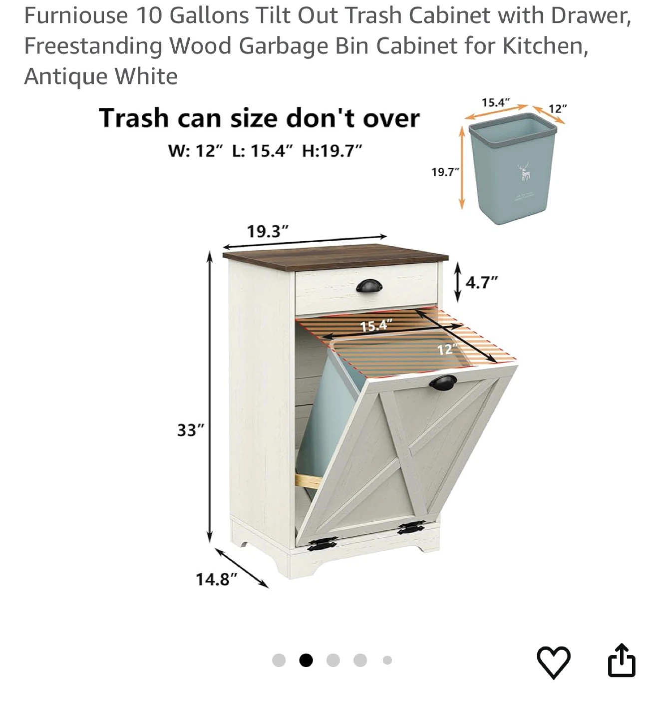 Tilt Out Trash Cabinet - Antique White