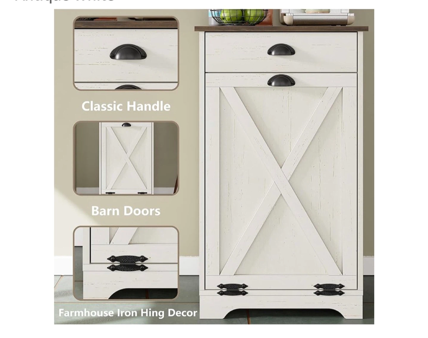 Tilt Out Trash Cabinet - Antique White - photo 3