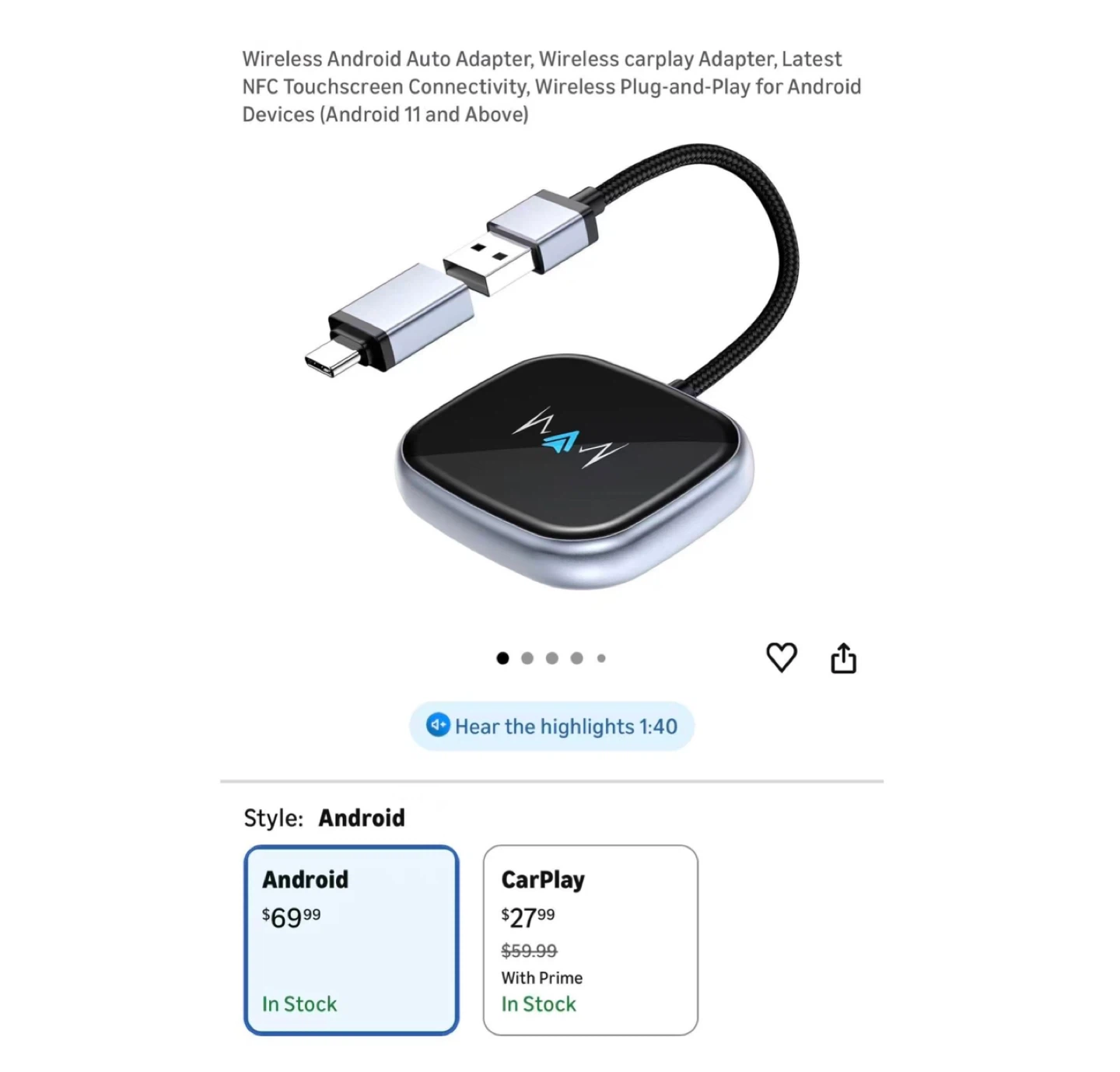 Brand new Wireless Android Auto Adapter