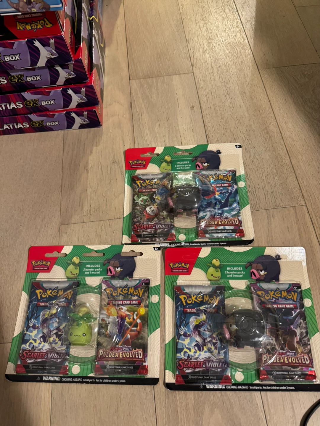 Pokemon 2 packs eraser blister scaret & violet Paldea evolved