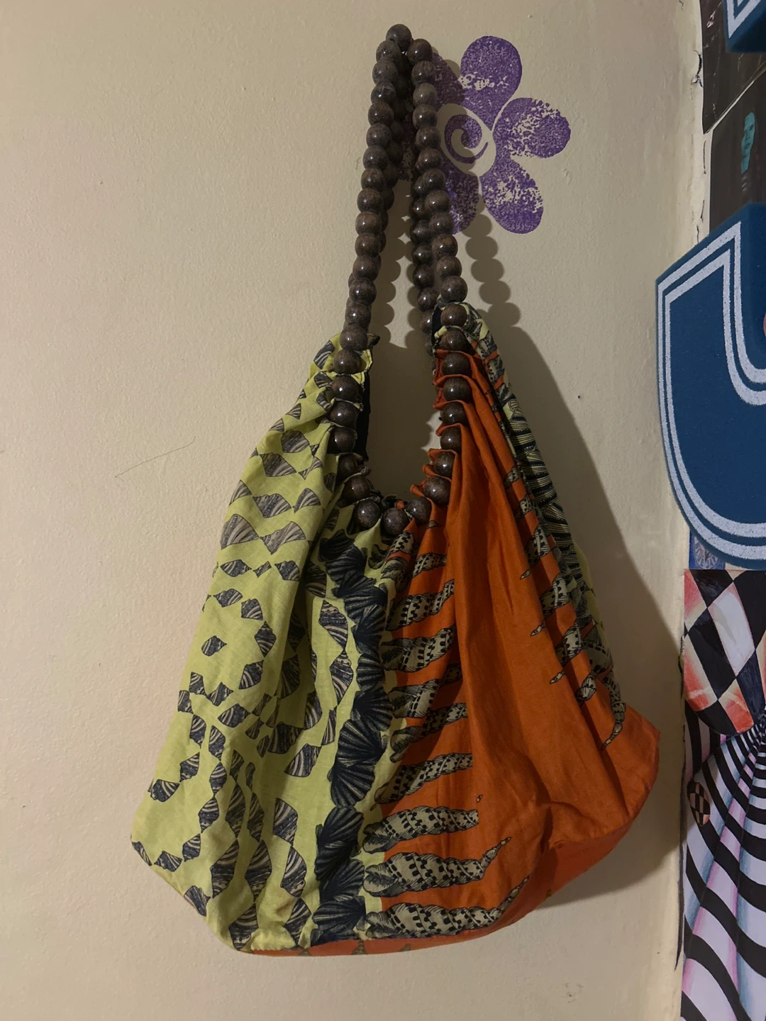 Boho Hues Shoulder Bag with Wooden Beads