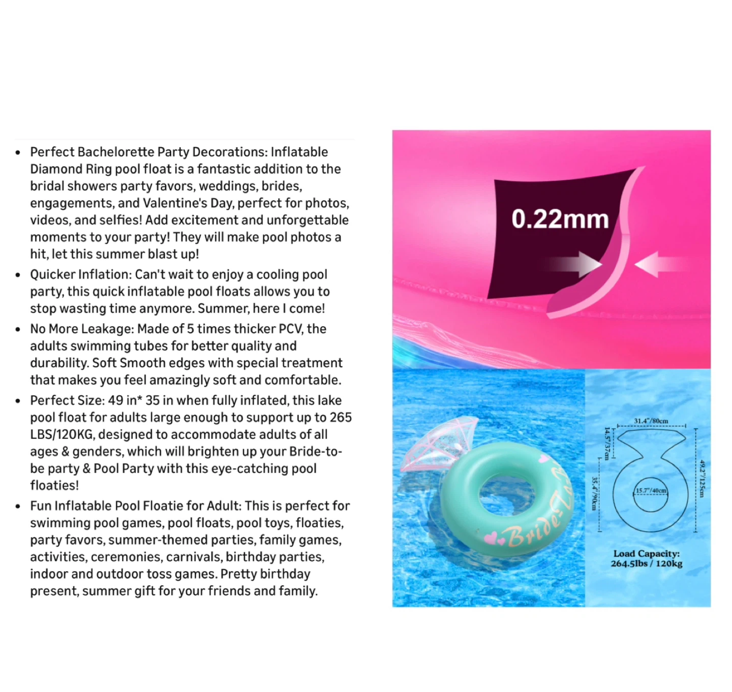 Brand new Pool Floats, Inflatable Diamond Ring Pool Float - photo 4