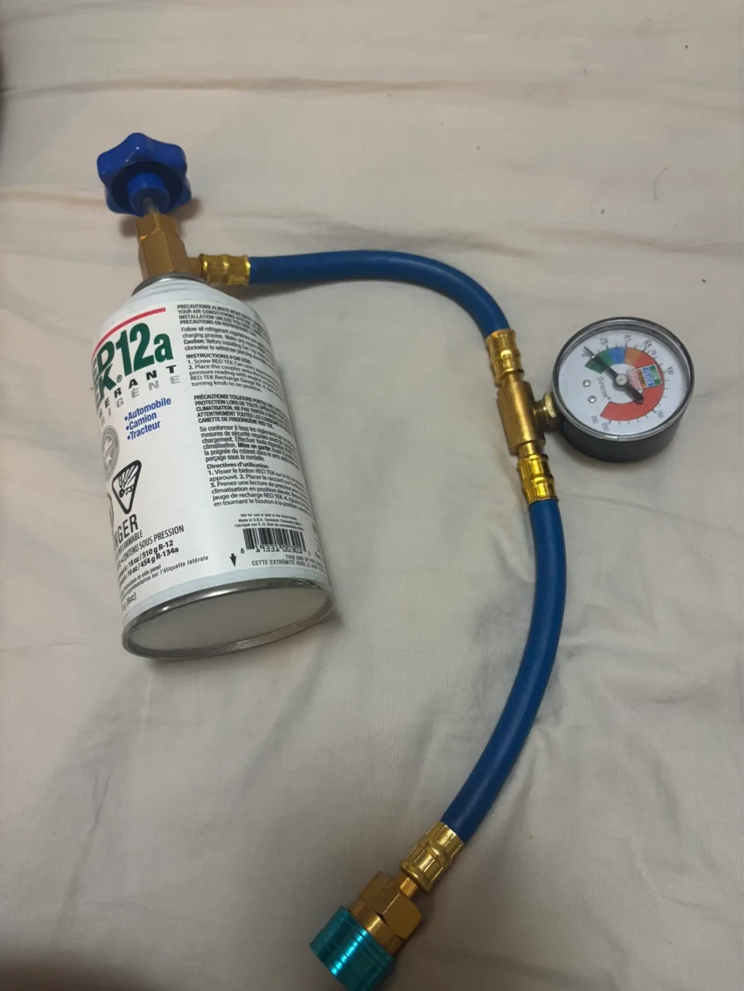 R12a Refrigerant Recharge Kit with Gauge