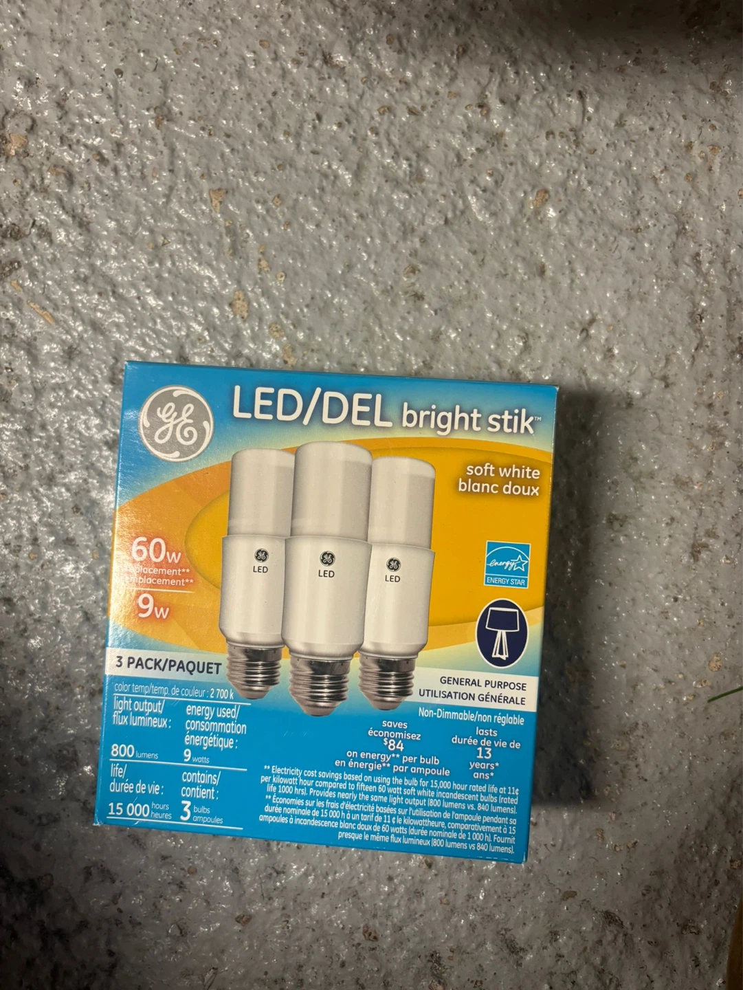 GE LED DEL Bright Stik Soft White Light Bulbs, 3 Pack