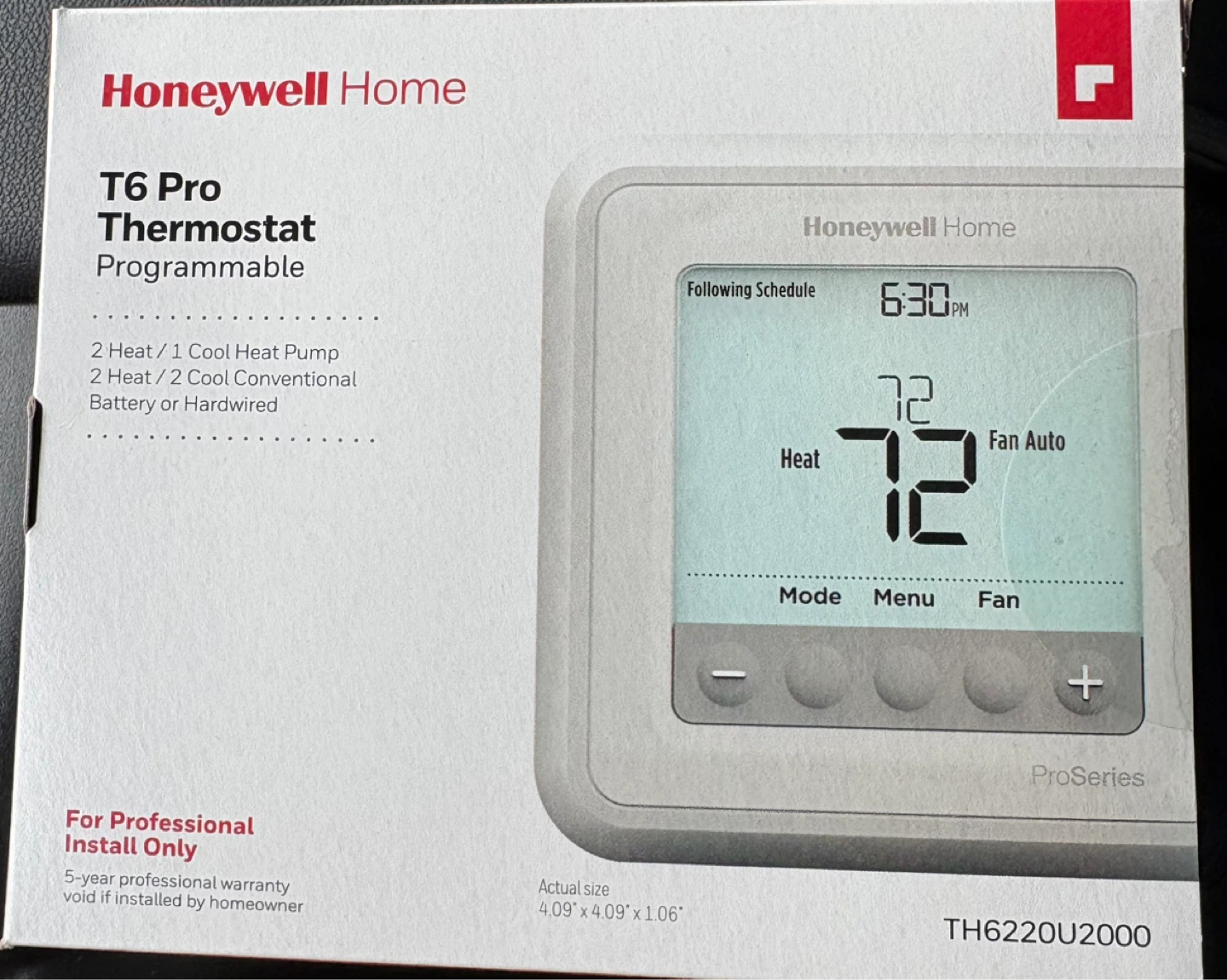 Honeywell Home T6 Pro Programmable Thermostat TH6220U2000 - photo 2