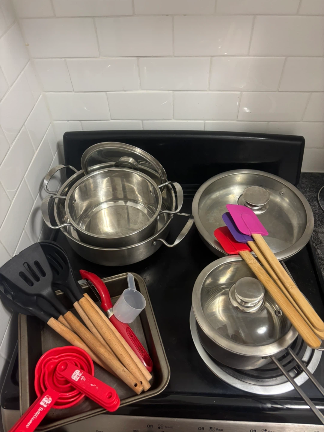 Kitchen utensils, pots and pans
