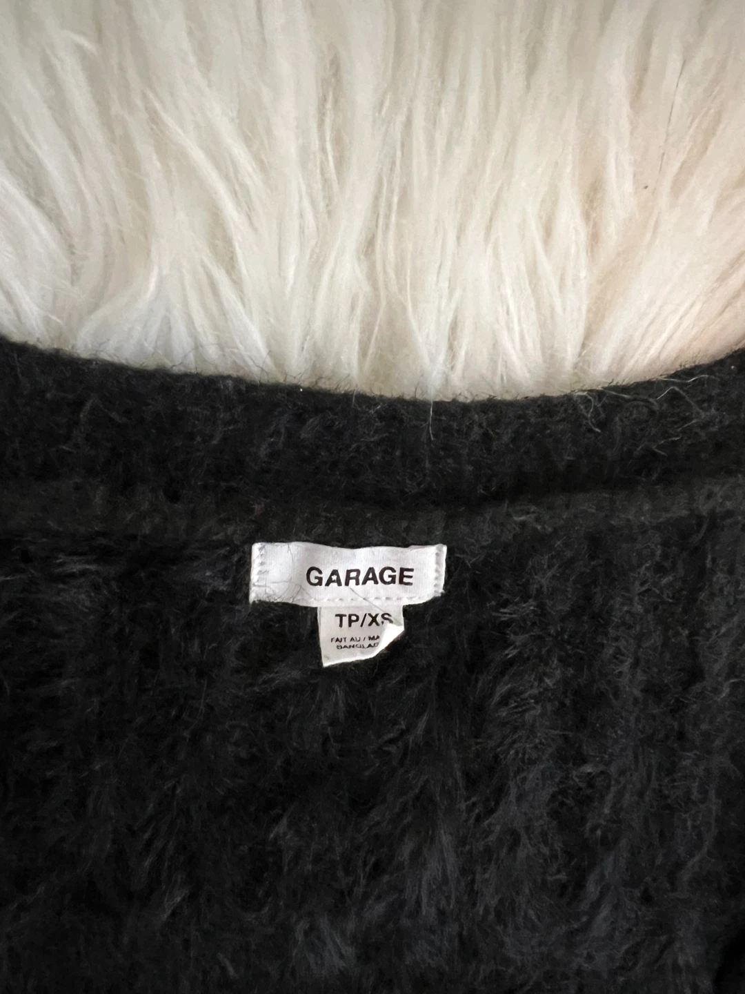 Garage Black Fuzzy Cropped Cardigan - photo 2