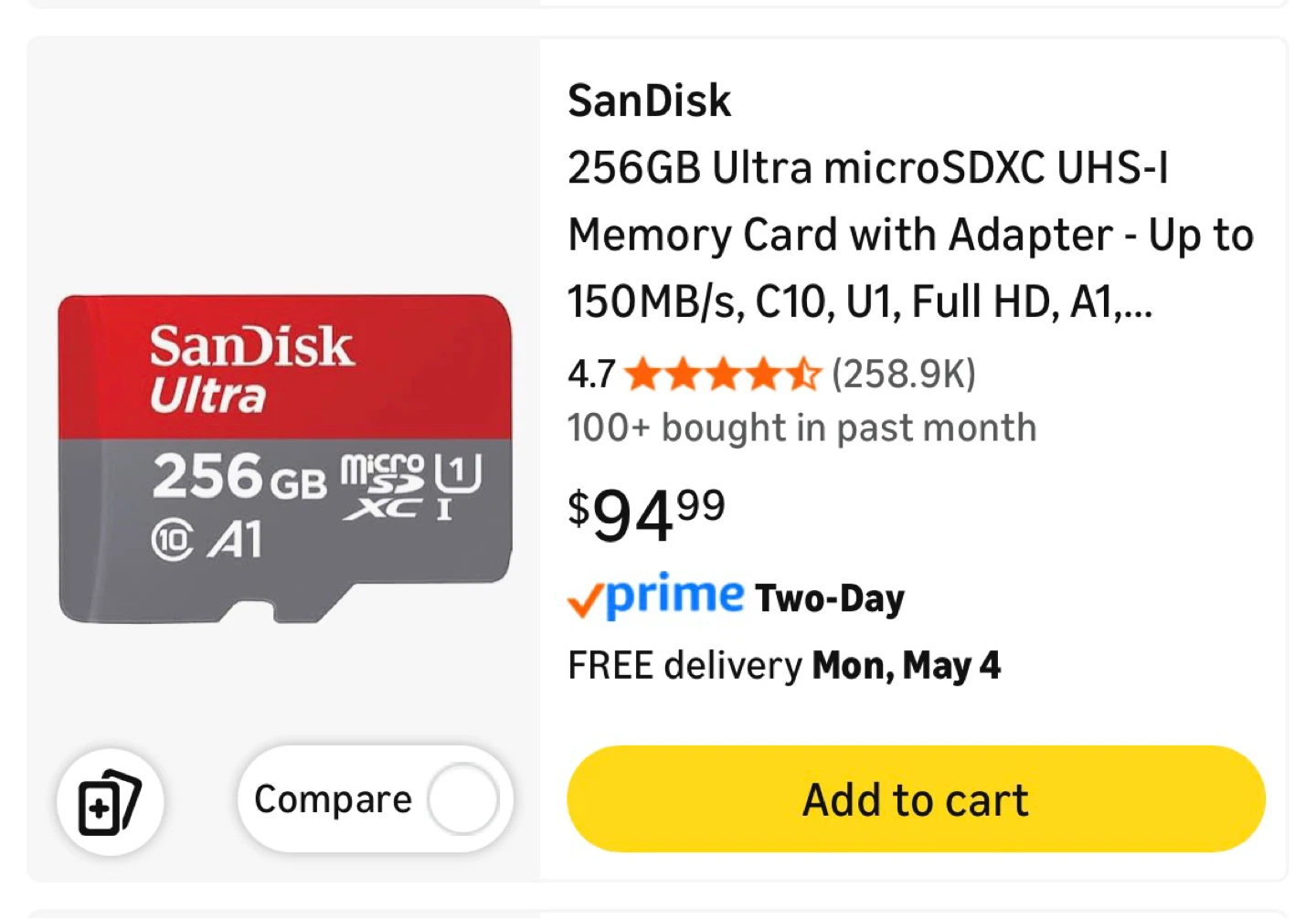 SanDisk 256GB Ultra microSDXC UHS-I Memory Card