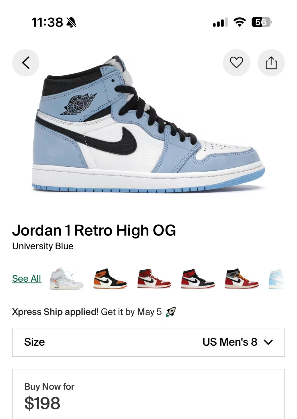 Jordan 1 Retro High OG University Blue - photo 3
