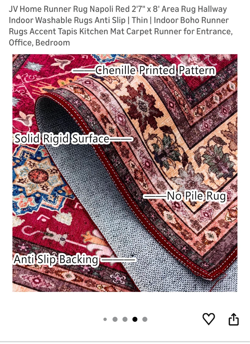 Runner Rug - Napoli Red 2'7" x 8' - photo 3