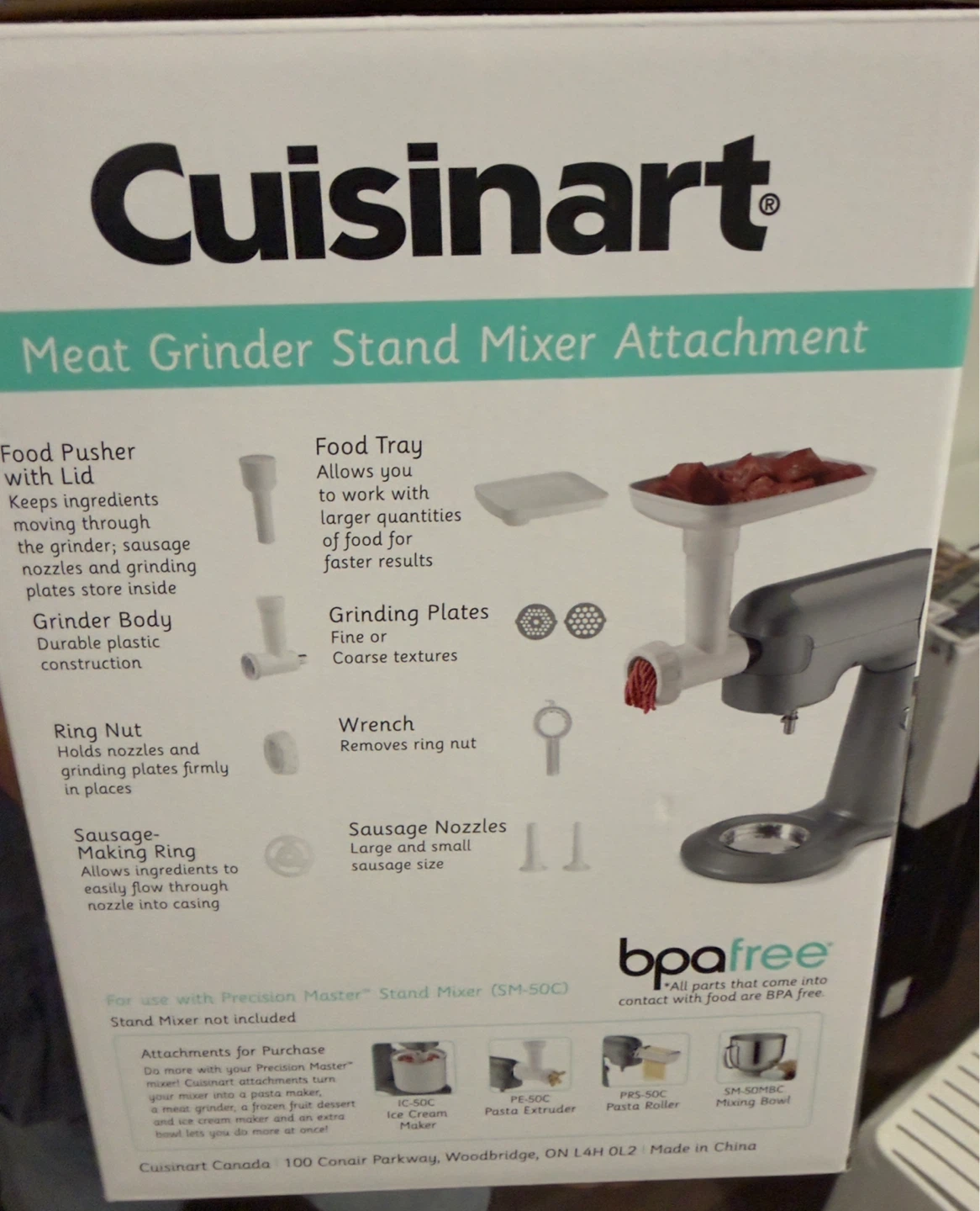 Cuisinart Meat Grinder Stand Mixer Attachment MG-50C