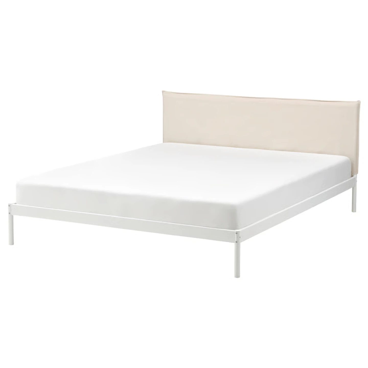 IKEA Full size White Bed Frame w/ Upholstered Headboard