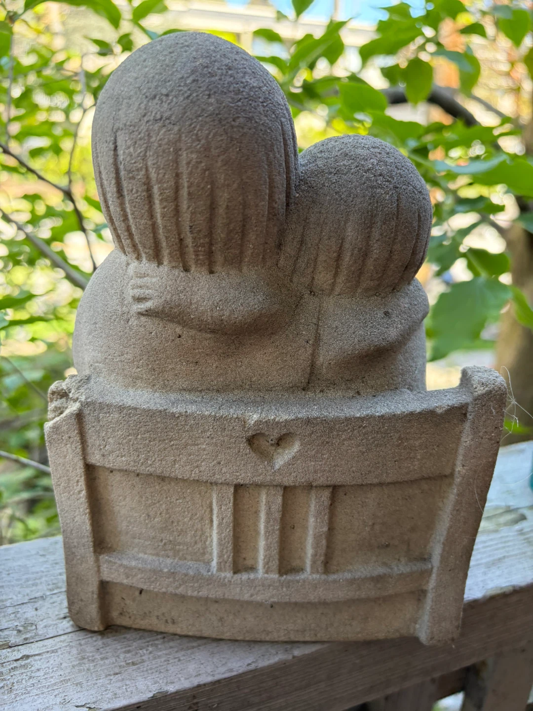 Stone Garden Figurine of Two Children Reading - photo 2