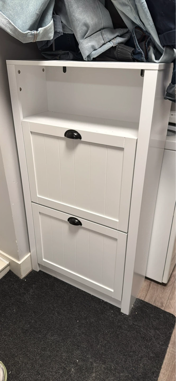 White 2-Tier Shoe Cabinet with Storage Shelf