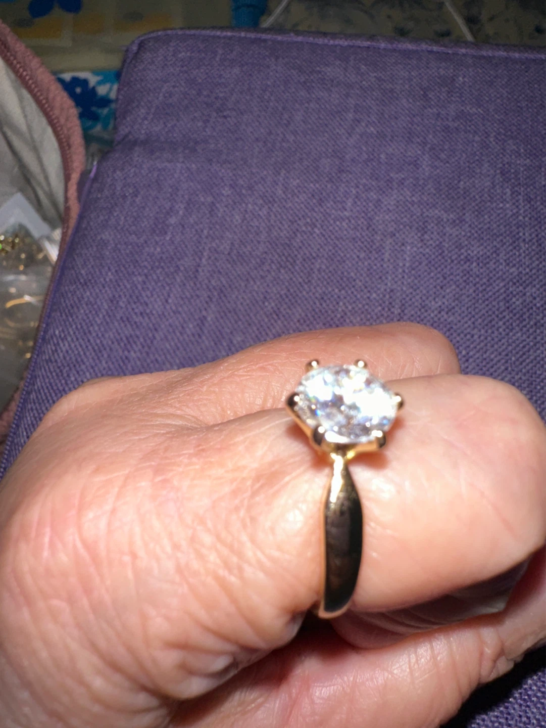 Gold Tone Engagement Ring with Clear Stone - photo 2