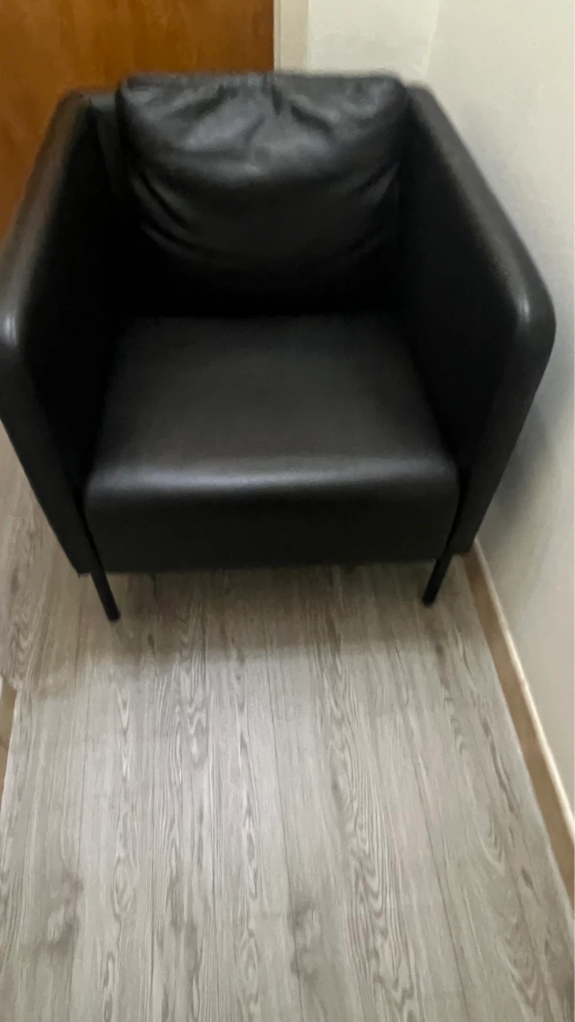 Black Faux Leather Accent Chair - photo 5
