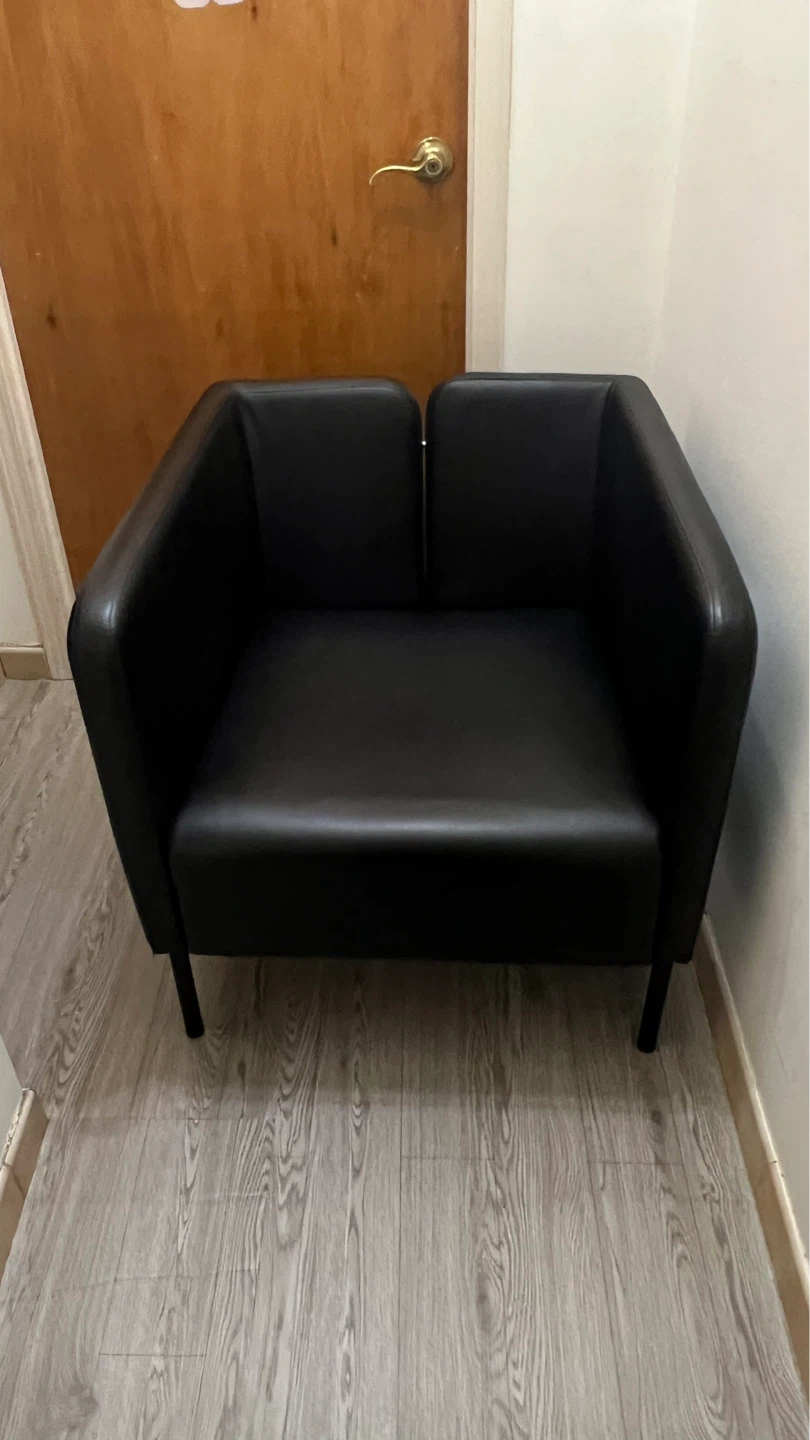 Black Faux Leather Accent Chair - photo 3