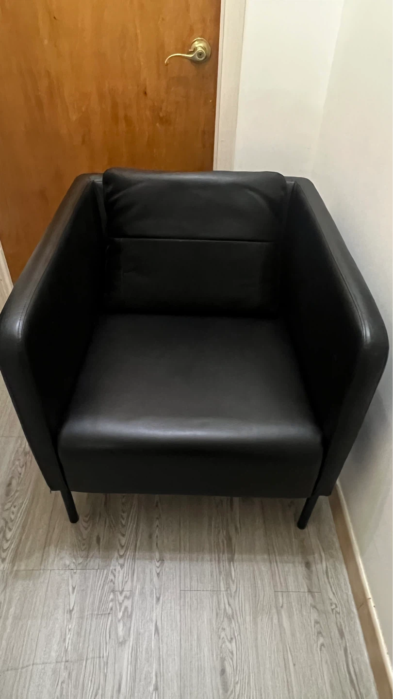 Black Faux Leather Accent Chair - photo 4