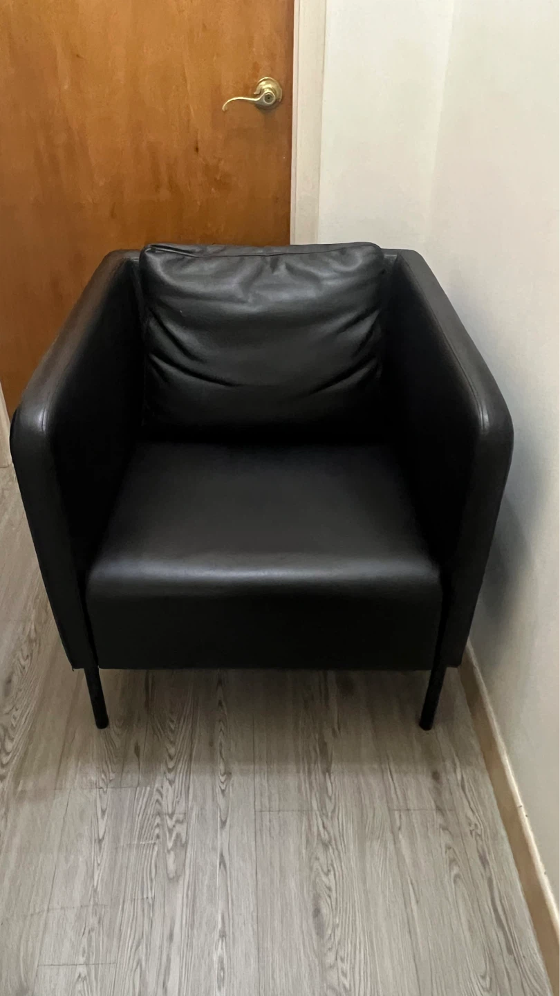 Black Faux Leather Accent Chair - photo 2