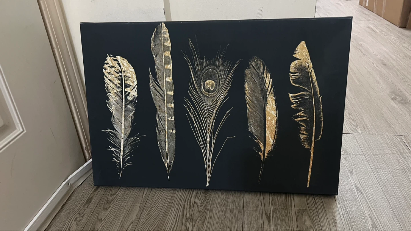 Canvas Wall Art - Black & Gold Feathers