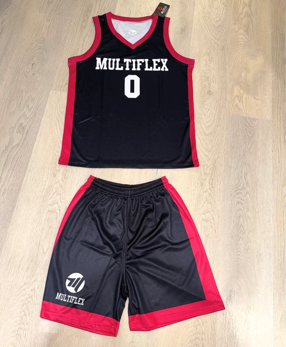 Multiplex Black & Red Basketball Jersey & Shorts Set - photo 3