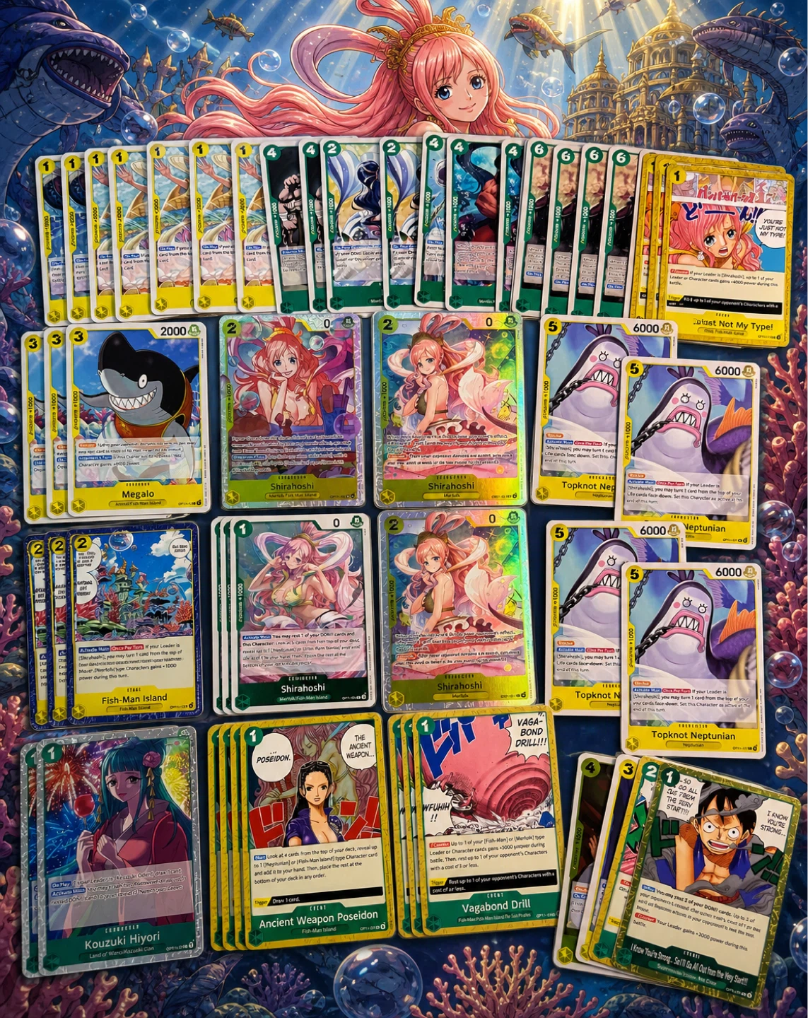 One Piece TCG OP11 Lot + Custom Shirahoshi Deck - photo 2