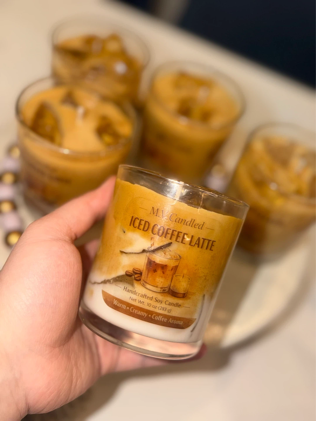 M.V. Candled Iced Coffee Latte Handcrafted Soy Candle - photo 4