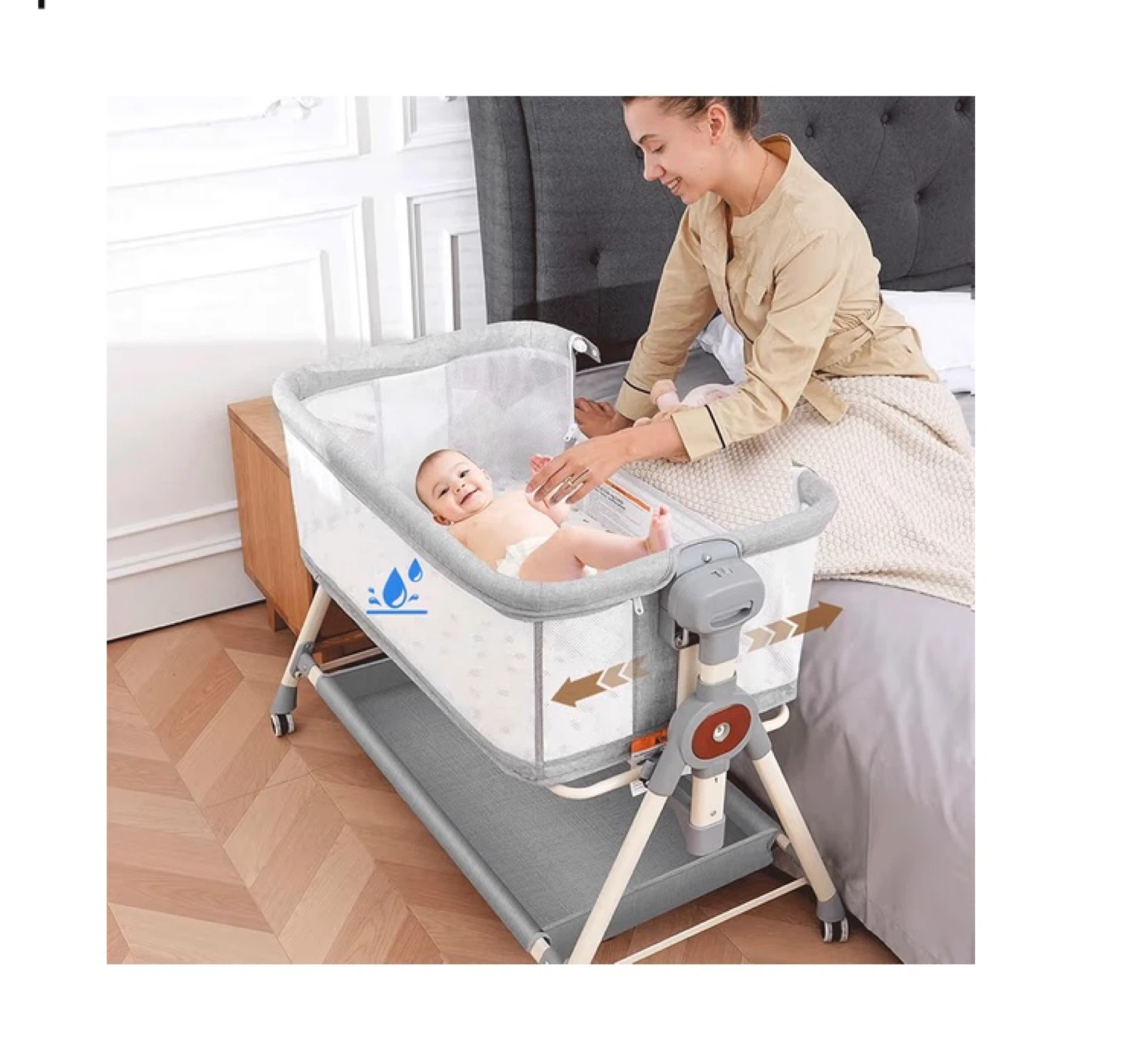 Grey Bassinet Bedside Sleeper with Mobile - photo 2