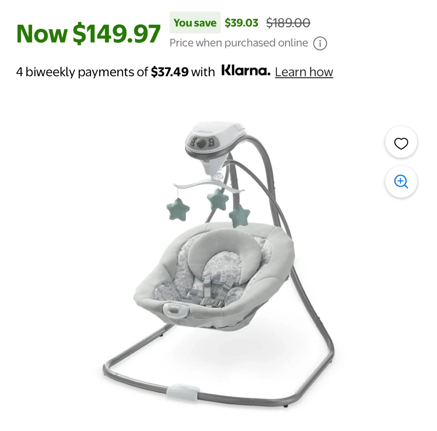 Graco Baby Swing with Mobile