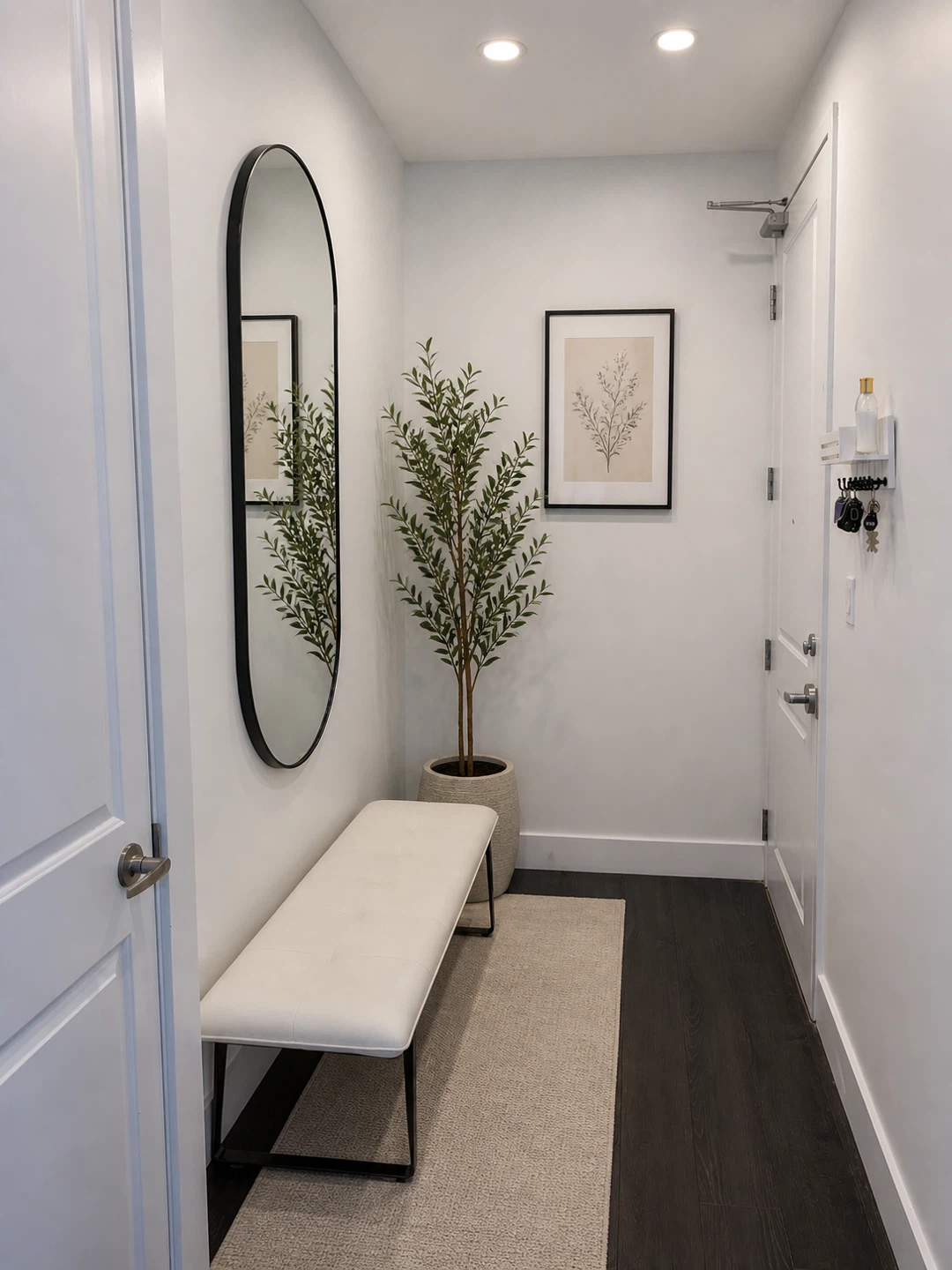 White Faux Leather Bench