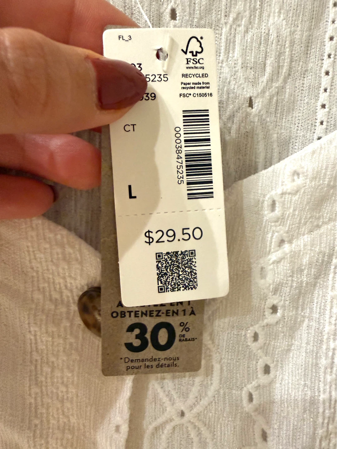 Cute White Signature Lace Top by Reitmans - Size L - photo 3