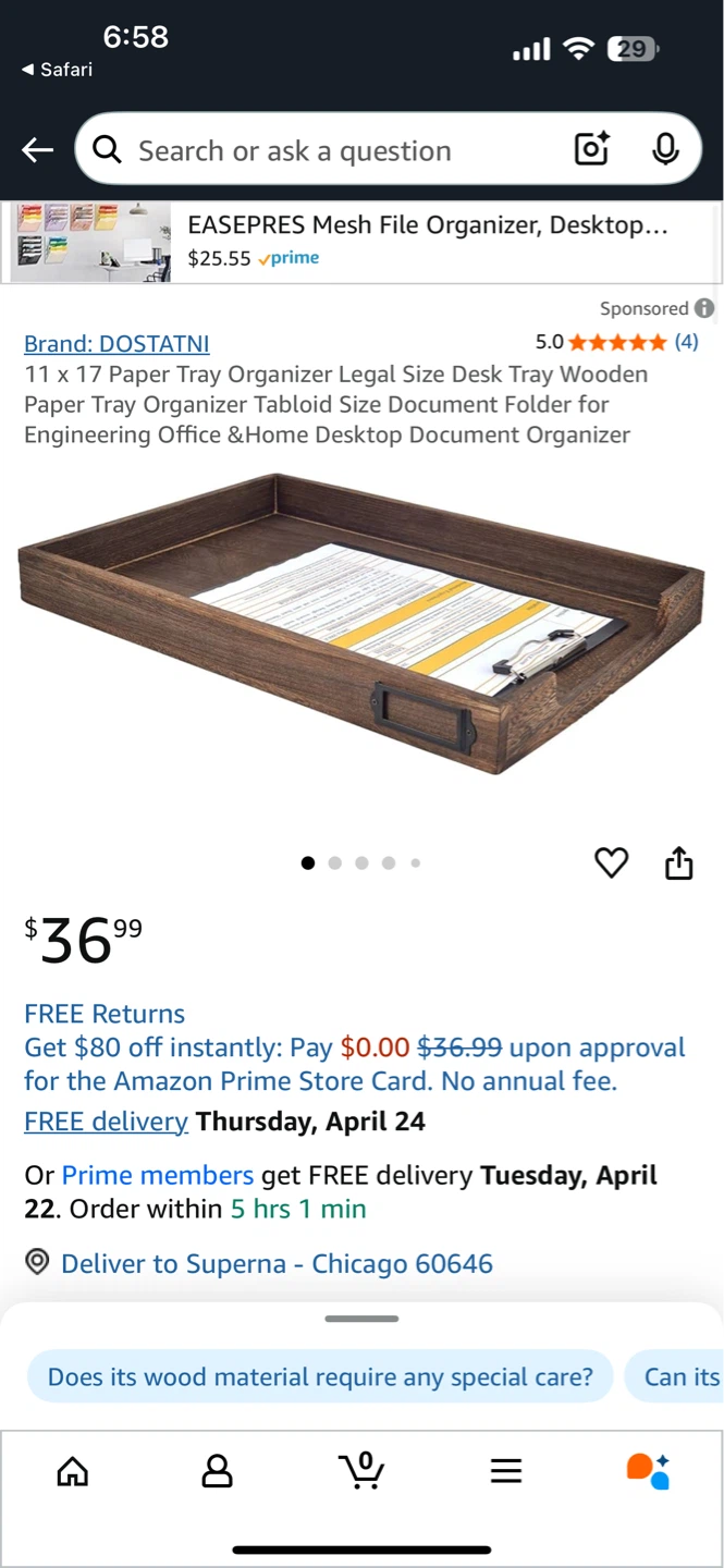 DOSTATNI Wooden Document Tray