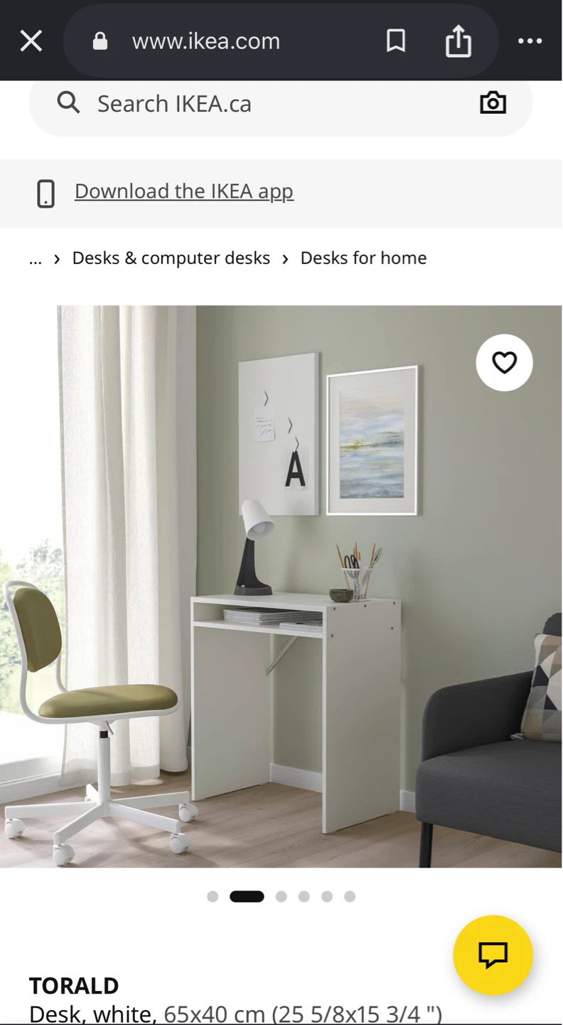 IKEA TORALD Desk - White, 65x40 cm - photo 2