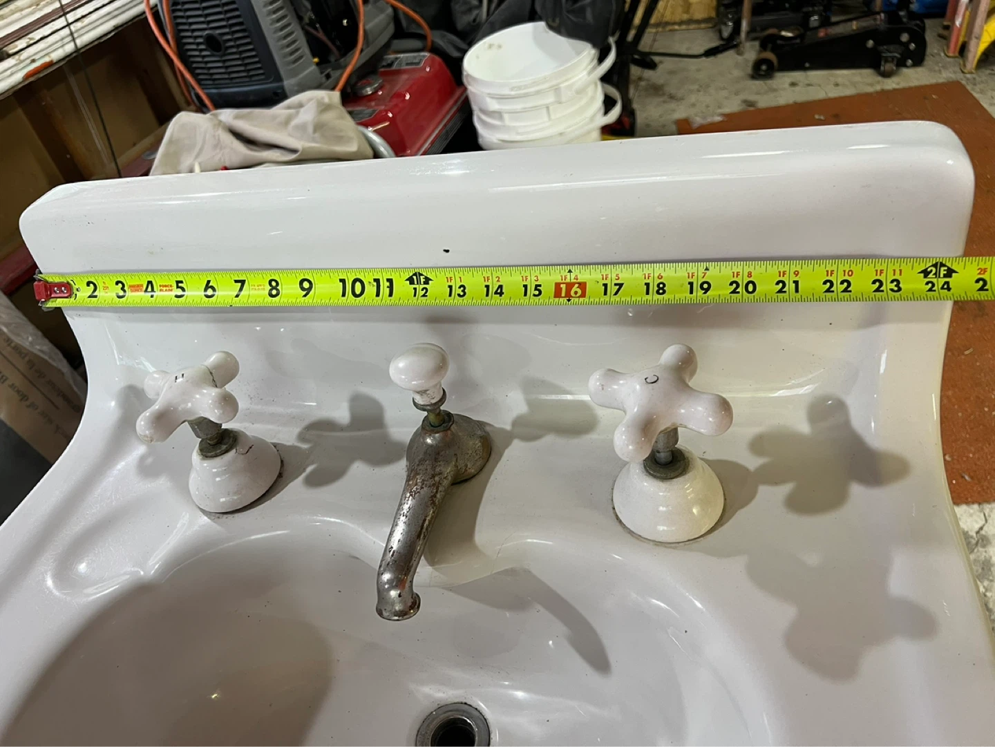 White Ceramic Pedestal Sink with Faucet - photo 3