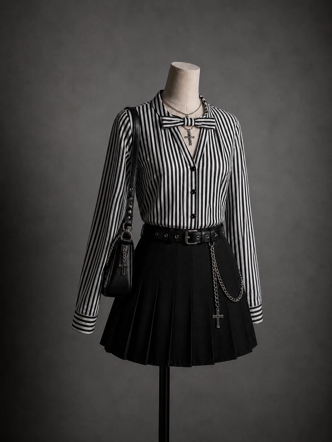 Zara Black & White Stripe Button Down Blouse