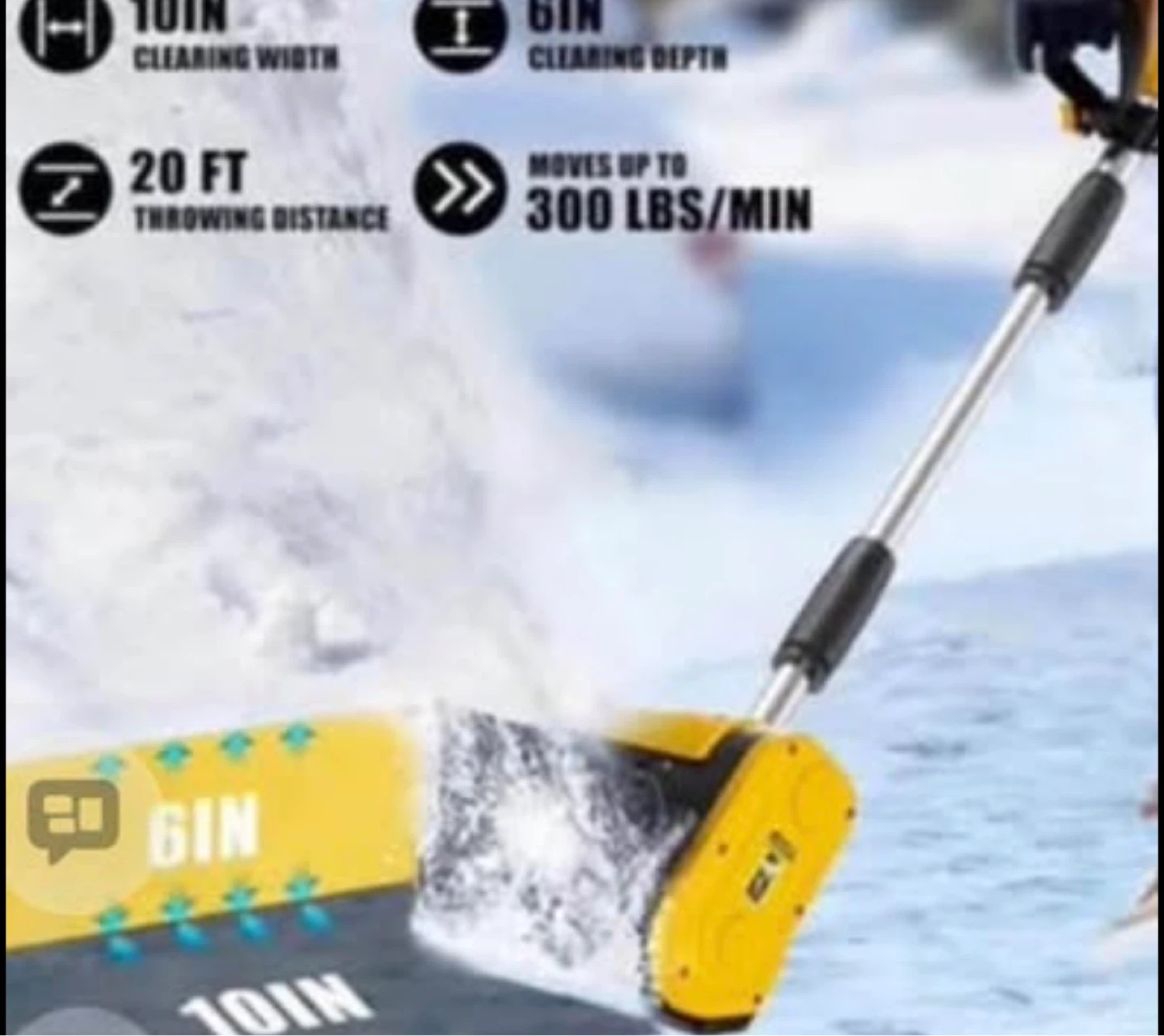 Electric Snow Shovel 20 FT Throwing Distance - photo 2