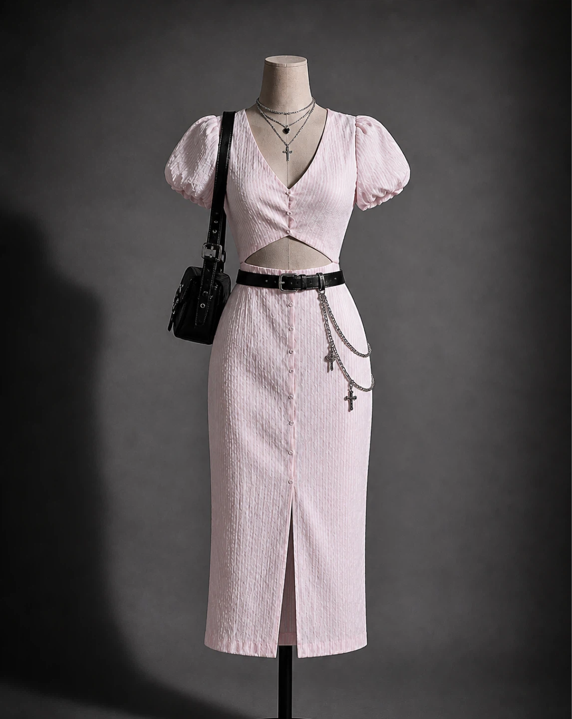 Forever 21 Light Pink Midi Dress with Front Slit